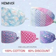 Moda impressão a cores boné de enfermeira cirurgião respirável tampão cirúrgico dentista tampão de trabalho de laboratório de cozinha tampão de esfoliação de salão de beleza