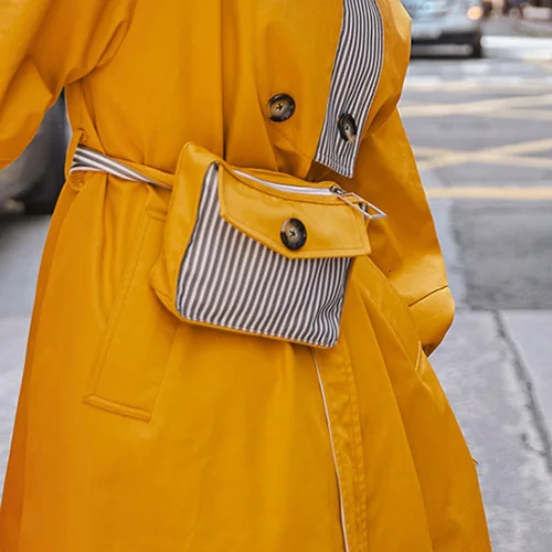 LANMREM Новая модная универсальная полосатая Сумка контрастного цвета на молнии с ремнем, Женская индивидуальная одежда, аксессуары YF20107 - Цвет: yellow
