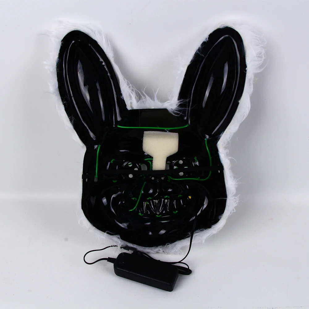 Halloween Scary Mask Rabbit Bunny Mask Plush Head Cosplay Costume Props Halloween Party LED Glowing Mask plus size cosplay