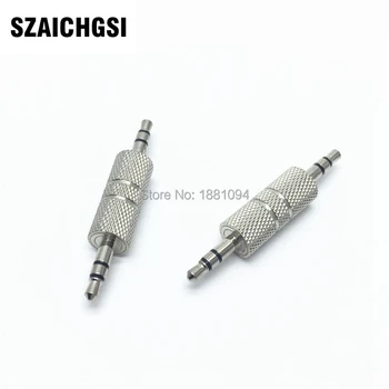 

500pcs/lot Silver 3.5mm Stereo Male Plug to Male Plug Audio Adapter 3.5mm Jack Headphone Coupler Converter Connector