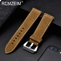 Vintage Matte Genuine Leather Watchband Bracelet in Black, Blue, and Brown - 20mm (Yellow)