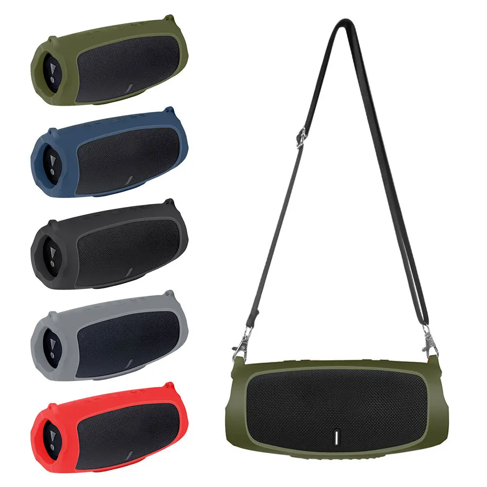 

Newest Bluetooth Speaker Case Soft Silicone Cover Skin With Strap Carabiner for JBL Charge 5 Wireless Bluetooth Speaker Bag