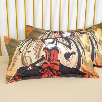 

A Pair of Pillow Cases 2 Pcs Cartoon Sanding Pillow Cover Beauty Girl Series Pillowcase Size 48x74cm Red Black Blue White