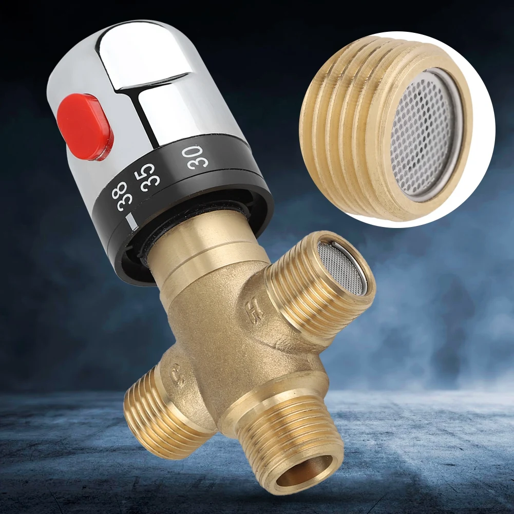Mosiądz termostatyczny zawór mieszający temperatura wody rura umywalka termostat napędzany zawór kulowy Regulator próżniowy Bomba De Agua