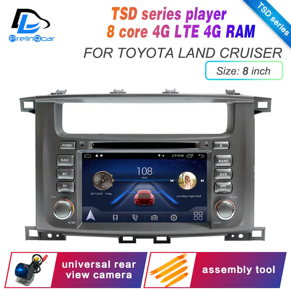 Android 9,0 4G Lte мультимедийный dvd-плеер для TOYOTA Land Cruiser- лет подголовник монитор Радио Стерео навигационная система - Цвет: TSD 8 land cruiser
