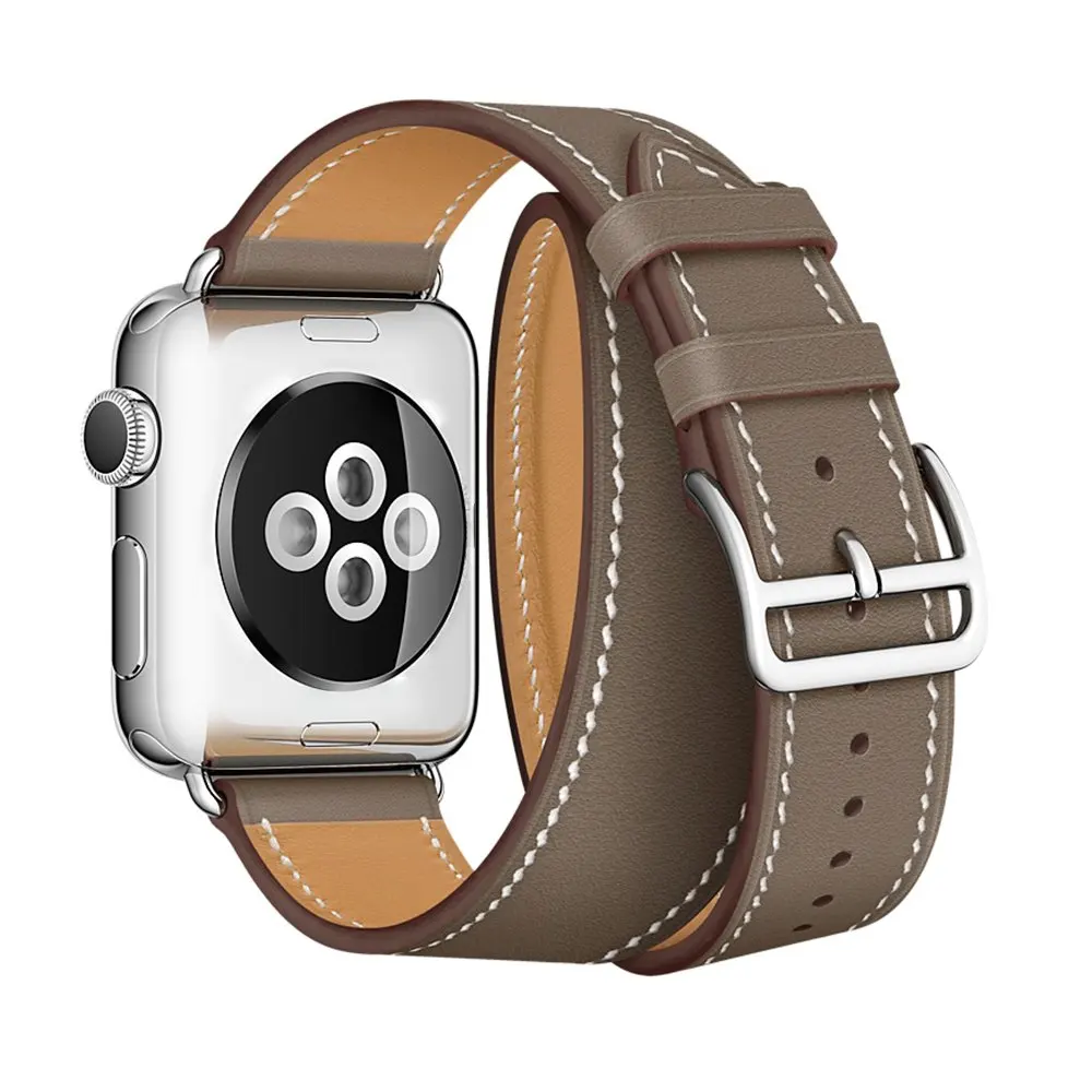 Watch-Band Extra-Long-Strap Leather Loop Apple 1-Correa Double-Tour Series 40mm 42mm