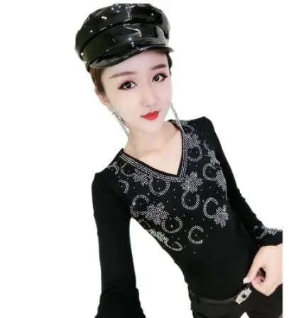 Алмазный Camisetas Mujer футболка Для женщин Стразы леди футболка Для женщин s футболки женские топ Vetement Femme в стиле «панк-рок»; одежда для детей;
