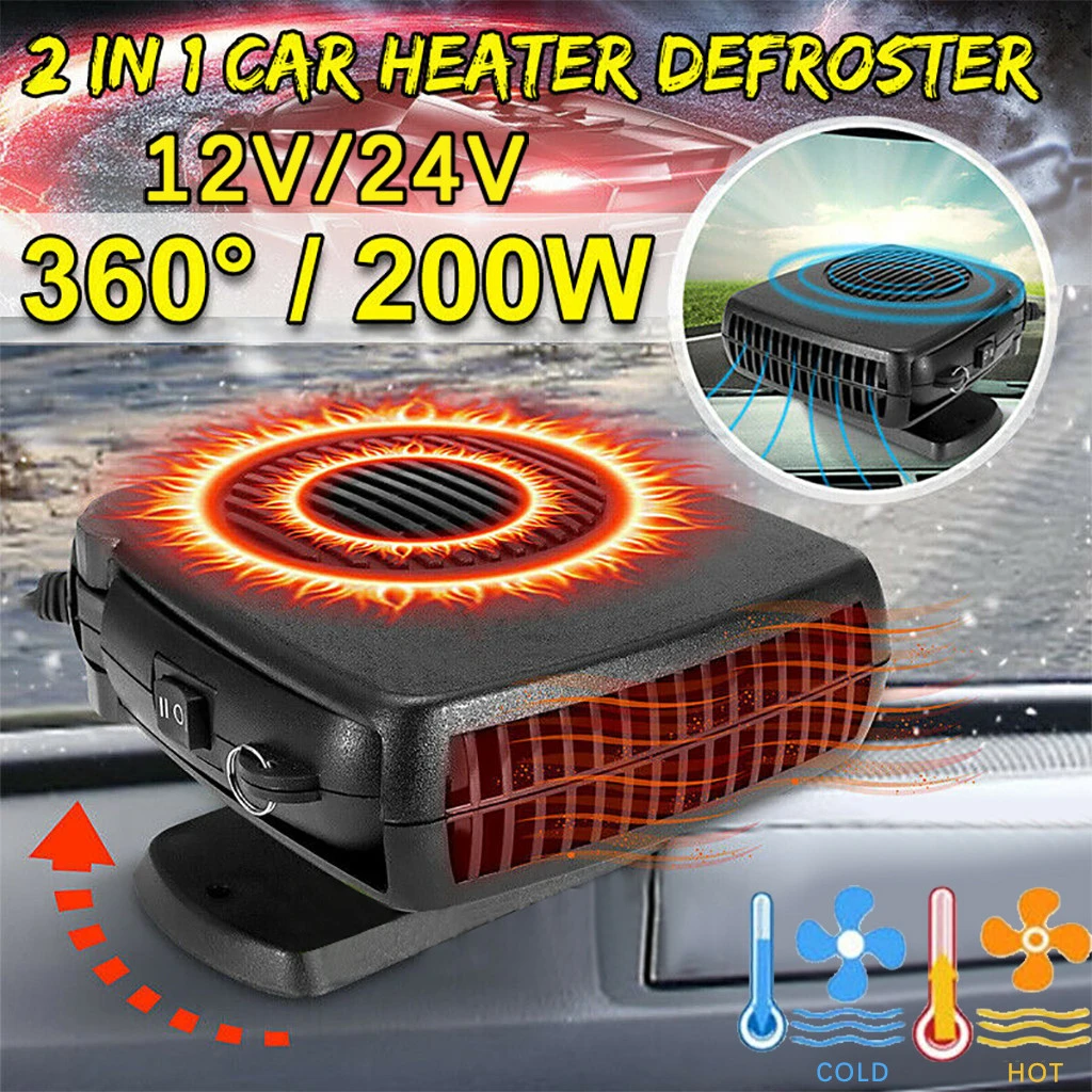 12v 24v 200w 360 Portable Car Auto Electric Heater Heating Cooling Fan Defroster Demister New Blower Motors Aliexpress