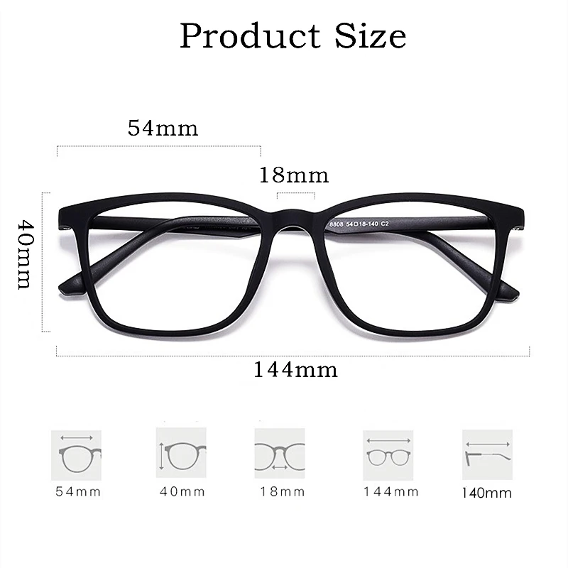 YIMATUILI Men's Ultra Light Pure Titanium Optica Eyeglasses Frame Comfortable Square High Quali TR90 Glasses For Vision Y8808