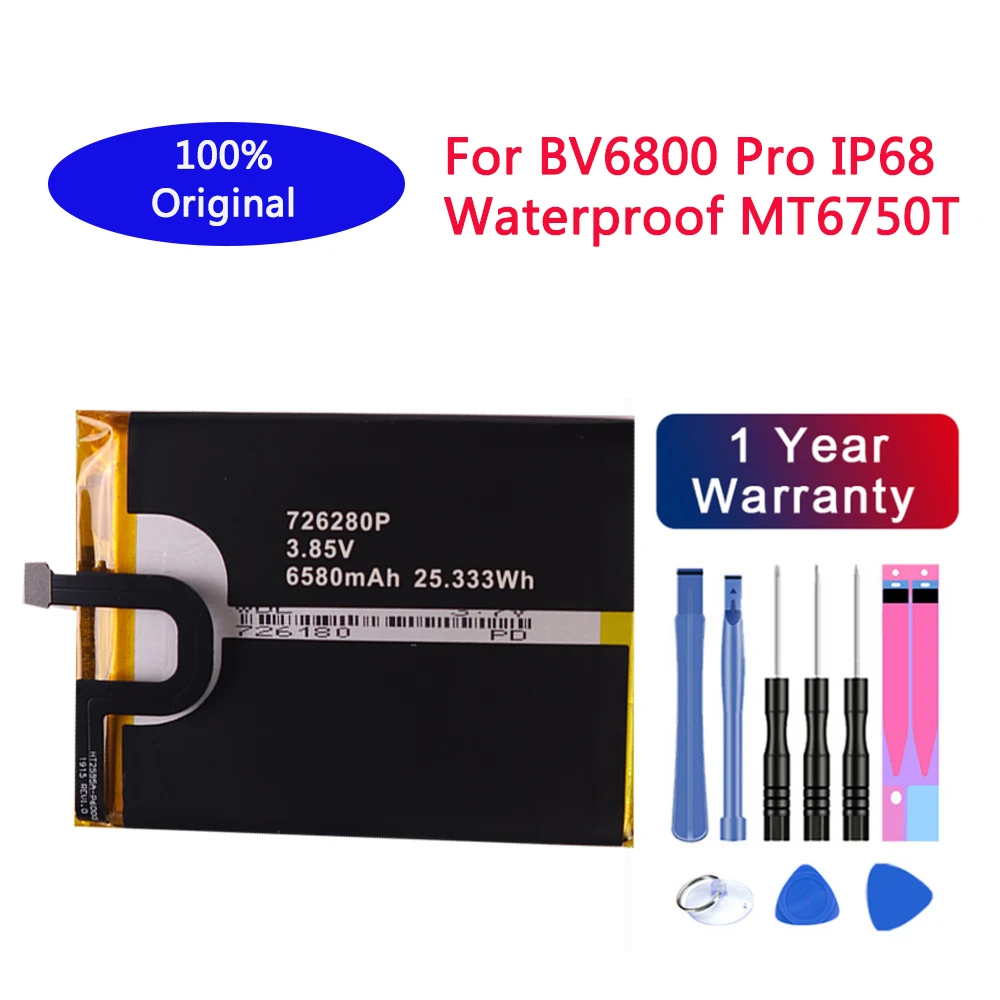 

100% Original Blackview 726280P Battery 6580mAh For Blackview BV6800 Pro IP68 Waterproof MT6750T Phone Batteries and free tool