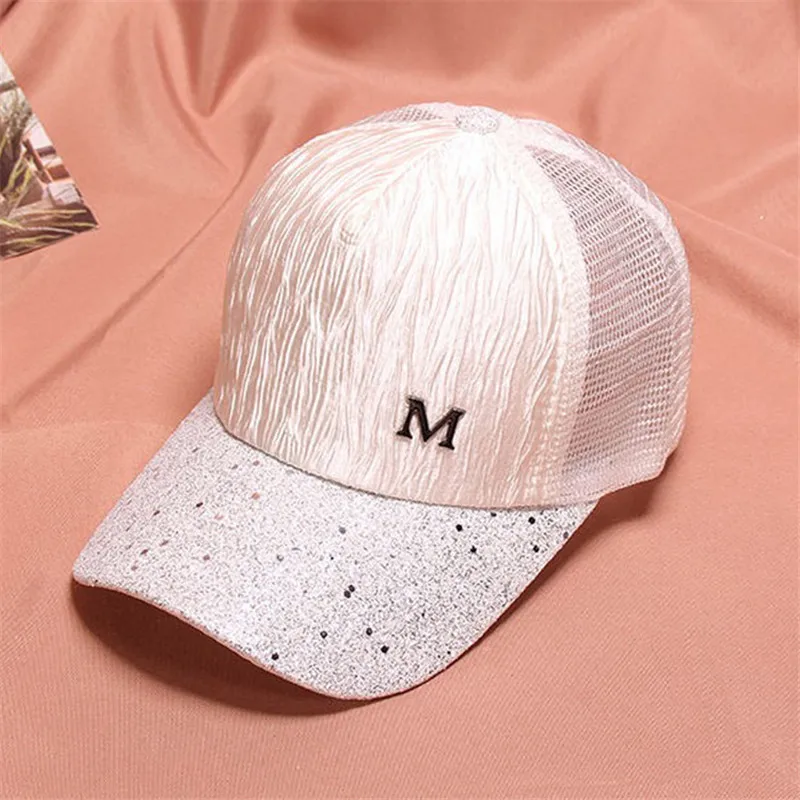 New 2020 Women Baseball Cap Pink Breathable Mesh Hat Adjustable Embroidered Outdoor Student Sport Black Peaked Summer Sunhat04