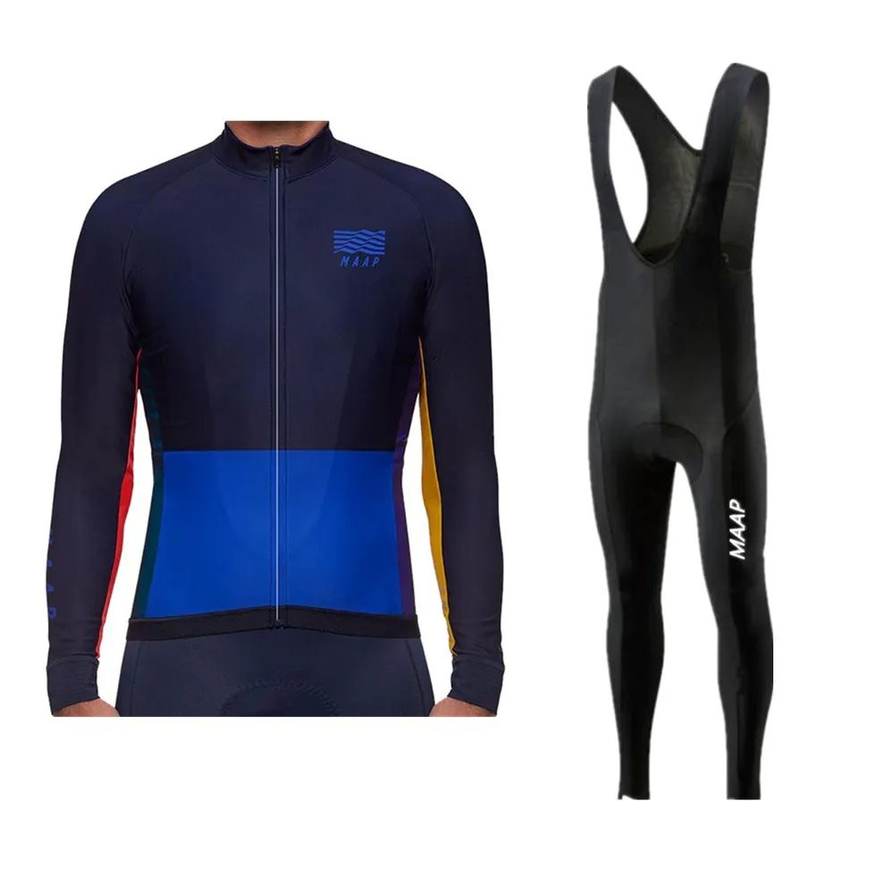Por Team MAAP Men's Cycling Jersey Set MTB Bicycle Clothing Maillot Ropa Ciclismo Long Sleeve Bike Clothes Cycling Set