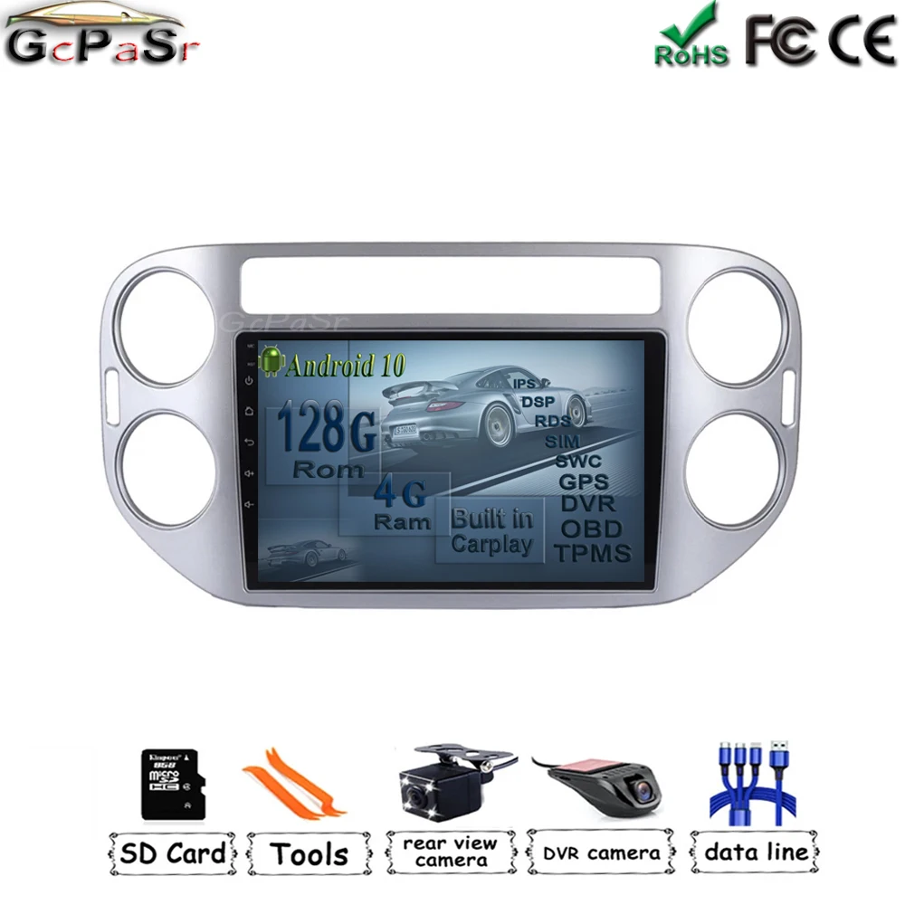 4G + 128G carplay 9 'ɺndroid 10 автомобильный радиоплеер для Volkswagen Tiguan 1 NF 2006 - 2017