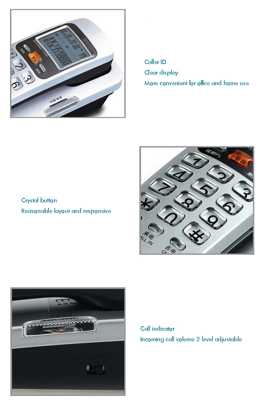 Description Picture 4 of itemCorded Phone Landline Telephone With FSK / DTMF Caller ID,Ringtone Adjustment,Support Callback for Home Office telefono fijo