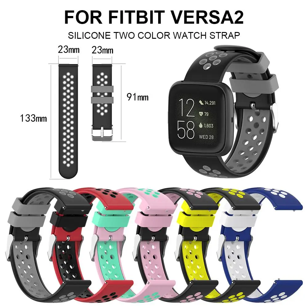 

Reverse Two Color Watch Strap Waterproof Silicone Wristband Replaceable Breathable Bracelet For Fitbit Versa 2 Versa Lite Versa
