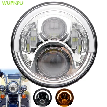 

7inch Round Led Headlight High Low Beam Light Halo Angle Eyes DRL Motorcycle Headlamp