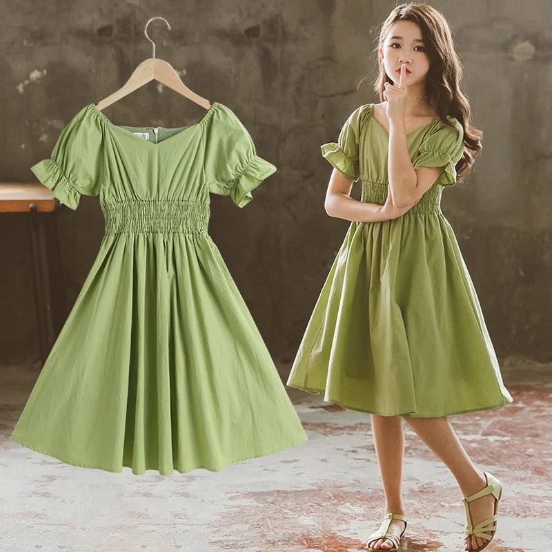 Neue Kind Kinder Kleidung Tupfen Druckkleid laessig Maedchen U4P3