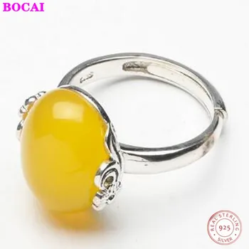 

Original pure silver jewelry fashion new S925 sterling silver ring yellow natural stone ring Thai silver female hand ornament