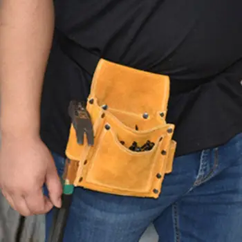

High Quality Cowhide Wearable Waist Pack Electric Waist Tool Belt Bag Screwdriver Kit Repair Tool Holder Drill Bit Tool Storage
