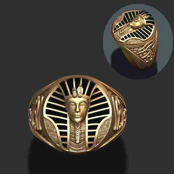 

2019 Fashion Trendy Vintage Ancient Egypt Sphinx Hip Hop Punk Rock Gold Ring for Men Women Luxury Rings Male Jewelry Wholesale