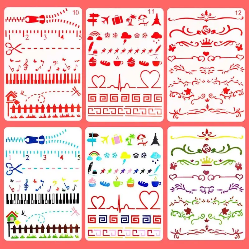 

15pcs/set Plastic Drawing Template Ruler Stencil Painting Board DIY Album Decor