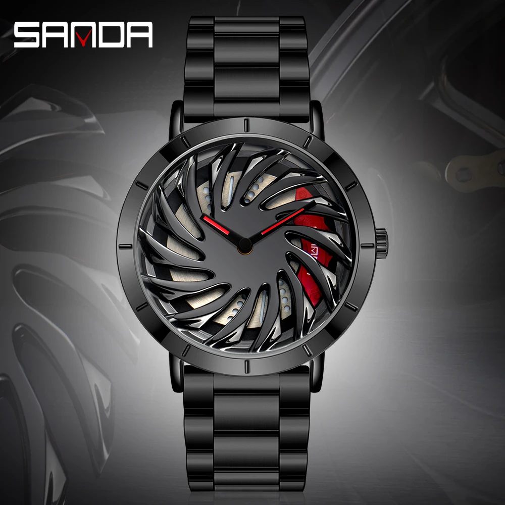 Sanda Brand New Luxury Men Watch Unique 360° Spinning Dial Wheel