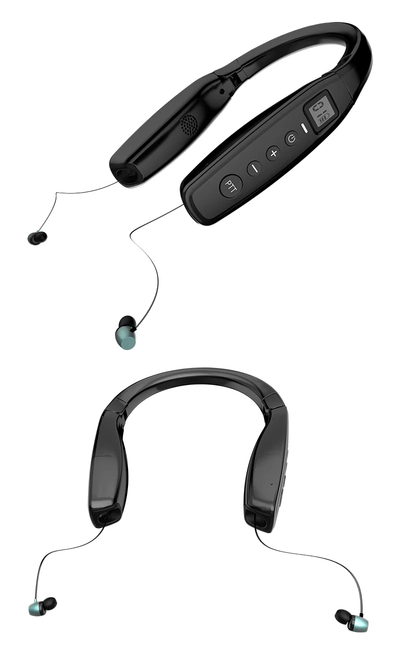 2PCS Abbree AR-669 UHF 400-470MHz 0.5W 99CH Neckband Walkie Talkie Bluetooth Headset Earphone for Two Way Radio and phone