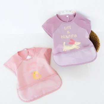 

Cartoon Baby Bibs Clean Waterproof Cute Short Sleeve Coverall 2020 Infant Apron Life Supplies Accessories