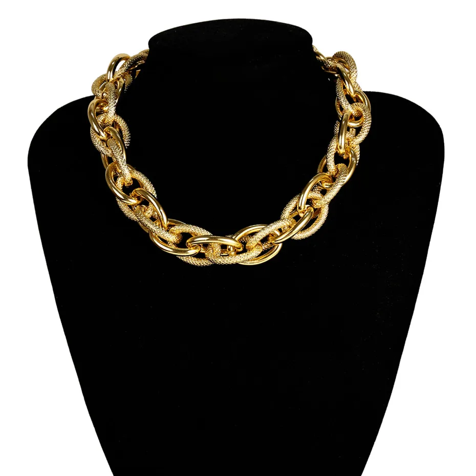 IngeSight. Z панковское хип-хоп Снаряженное кубинское толстое витое ожерелье-чокер мужское штатное Т-Золотое массивное металлическое ожерелье-воротник женское ювелирное изделие - Окраска металла: Necklace