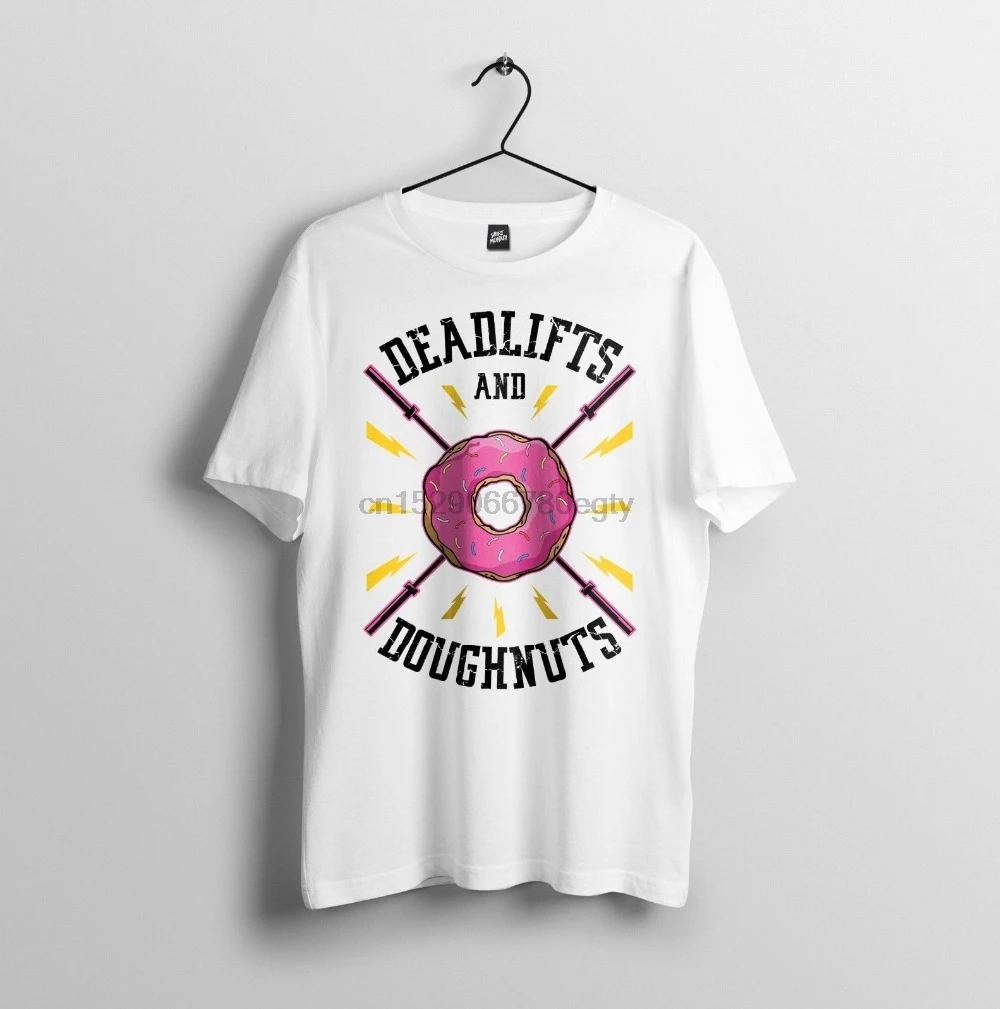 Deadlifts Gyms Funny Donut Workout Bar - Mens Unisex T-Shirt T Shirt men Tops 2019 Summer Fashion Short Sleeve Men Cool Tees | Мужская