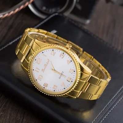 

AliExpress Simple with Numbers Steel Belt Men Business Watch Men High-End Watch Students Korean-style Men's Gold Watch