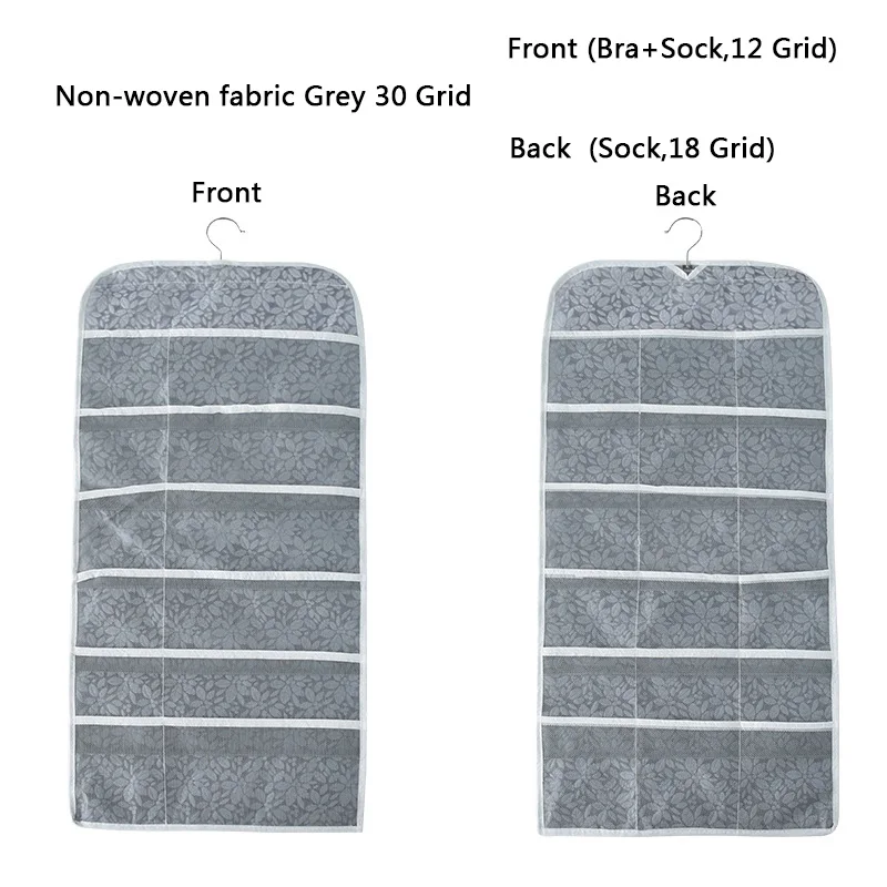 Non woven 30 Grey 15/30 сетка для хранения гардероба сумка Оксфорд подвесные органайзеры для нижнего белья носки сумка для хранения бюстгальтеров за стеной двери - Цвет: Non woven 30 Grey