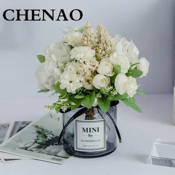 PROMO ESPECIAL ❤️ CHENAO-botella de cristal Rosa Gerbera, Margarita, flor Artificial para boda, accesorios para el hogar, decoración de la habitación con jarrón - discount item 23% OFF Casa y jardín