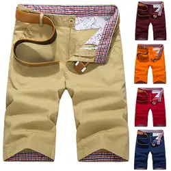 Мужские летние шорты размера плюс, цветные клетчатые Лоскутные карманы на пуговицах, спортивные шорты