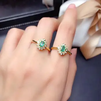 

100% Natural And Real Emerald Ring Gemstone Wedding Engagement Rings for Women Fine Jewelry Gift Wholesale