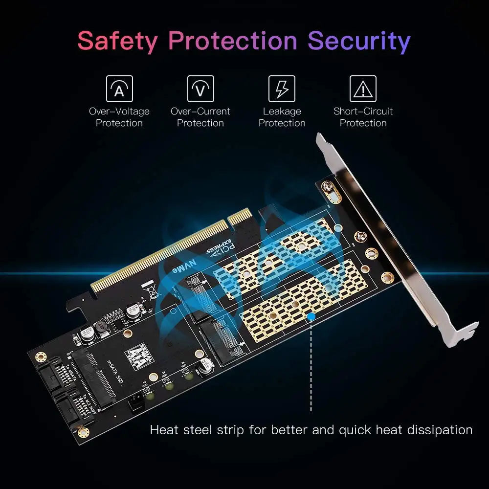 3 в 1 адаптер для SSD накопителя NGFF и mSATA M.2 NVME на PCIe 16X/M.2 SATA|Платы расширения| |