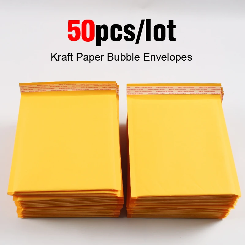 

50pcs/lot Kraft Bubble Mailer Poly Mailer Mailing Bags Shipping Envelopes with Bubble Shipping Packaging Bubble Mailers Padded