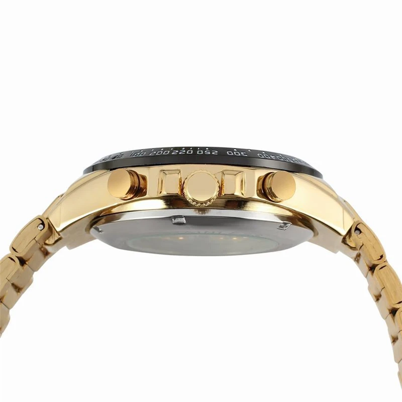 Ceny Zwycięzca zegarki automatyczne oprawa ze stali nierdzewnej wodoodporny złoty męski szkieletowy zegarek Top marka luksusowy duży zegarek mechaniczny