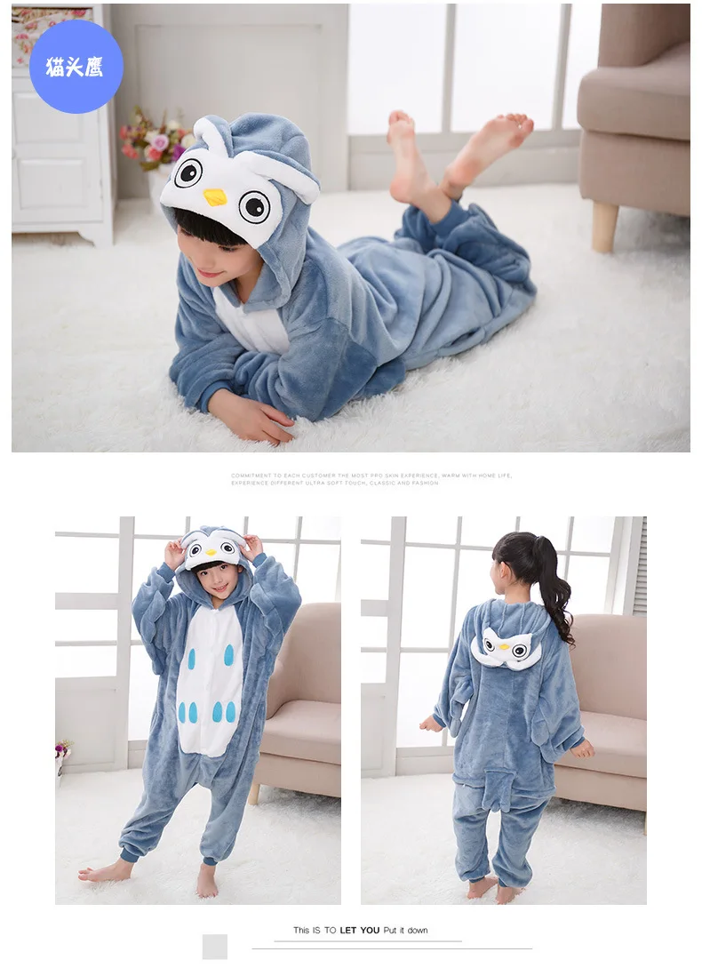 Pink Pig Cute Cartoon Animal One-piece Pajama Child Models Casual Warm Thick Tracksuit Cow Owl