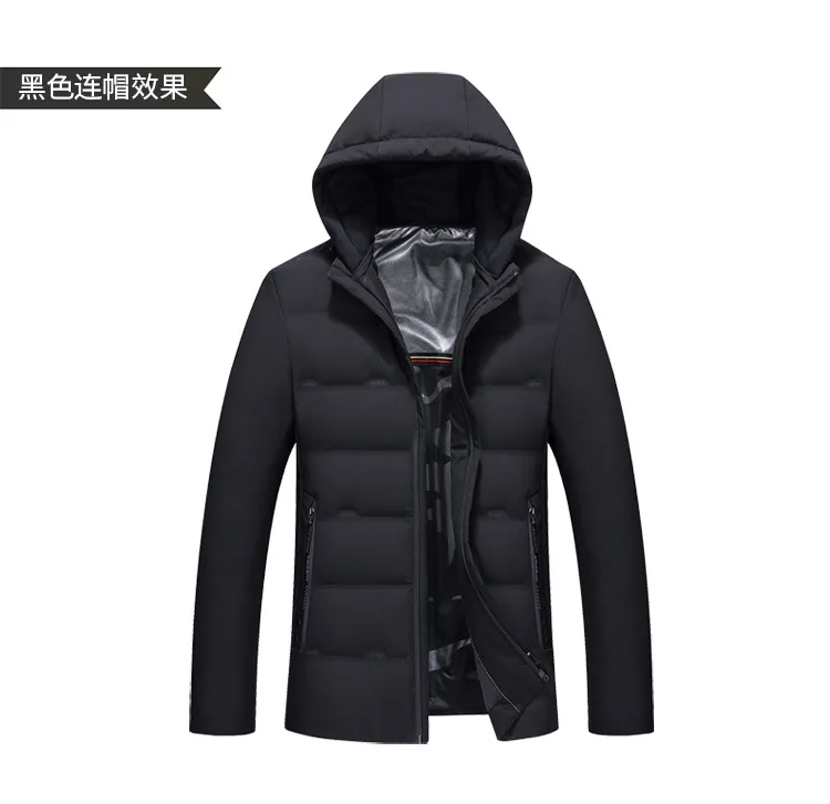 Aismz Winter High Quality Hooded 90% White Duck Down Jacket Men's Casual Thick Warm Fashion Jackets Men's Black Grey Coat