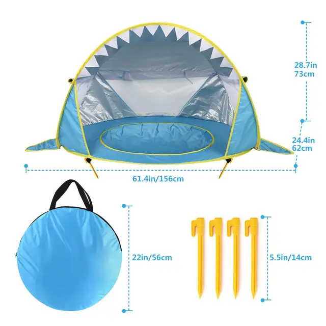 Baby Beach Tent Uv-protecting Sunshelter With A Pool Baby Kids Beach Tent Pop Up Portable Shade Pool UV Protection Sun Shelter 2