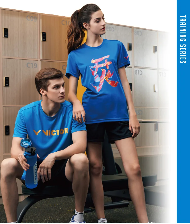 Рубашки для бадминтона VICTOR дышащая быстросохнущая футболка для мужчин и женщин тренировочный матч 95006 Спортивная одежда для бега