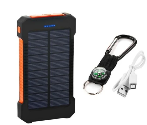 20000mAh Solar Power Bank Waterproof Solar Charger Dual USB Ports External Charger Powerbank for Smartphone with LED Flashlight power bank 10000 Power Bank