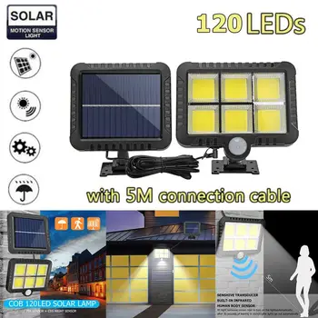 

120 COB LED Solar Light Solar Lamp with Motion Sensor Outdoor Garden Spotlight Solar Powered Wall Lamp for Street Path Courtyard