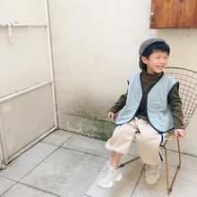 Tckids Детская одежда 18 осенняя и зимняя контрастная цветная винтажная Двусторонняя одежда широкая одежда с хлопковой подкладкой