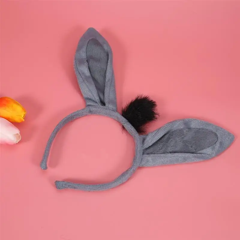 1pcs Children Headband Plush Gray Donkey Ears Shape Cute Hair Clasp for Performance