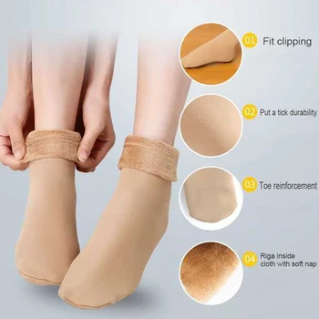 

1 Pair Winter Autumn Warm Socks Thicken Thermal Wool Cashmere Snow Socks Unisex Breathable Warm Solid Nylon Socks Seamless Socks