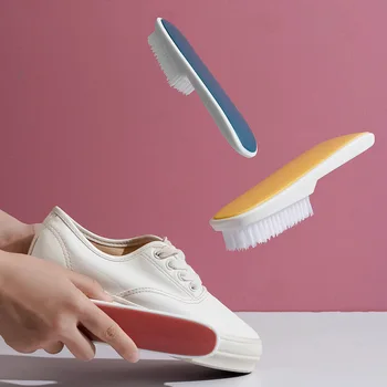 

1Pc Nordic Style Household Cleaning Brush Soft Fur Scrub Brush Multi-function Long Handle Plate Brush Student Shoe Laundry Brush