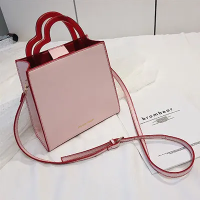 pink Модная коробочка с сердцем из искусственной кожи женская сумка на плечо переносная повседневная сумка женская Большая вместительная дамская сумка для девушек сумка через плечо - Цвет: pink
