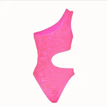 

Wave printed pink Ladies Swimsuit Sexy Bikinis Hollow Out Female Bodysuit Women Swimsuits Outfits Classic Pattern Swimming set